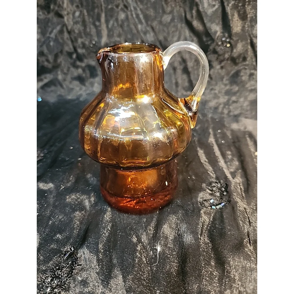 Vintage Amber Hand Blown Glass Small4.5
